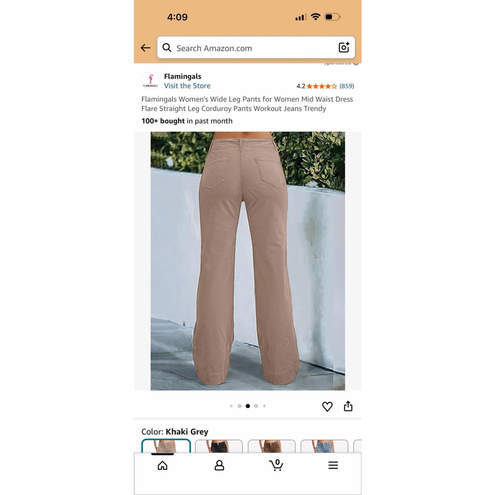 Flamingals Women Wide Leg Pants Mid Waist Flare Straight Leg Corduroy M - Picture 4 of 6